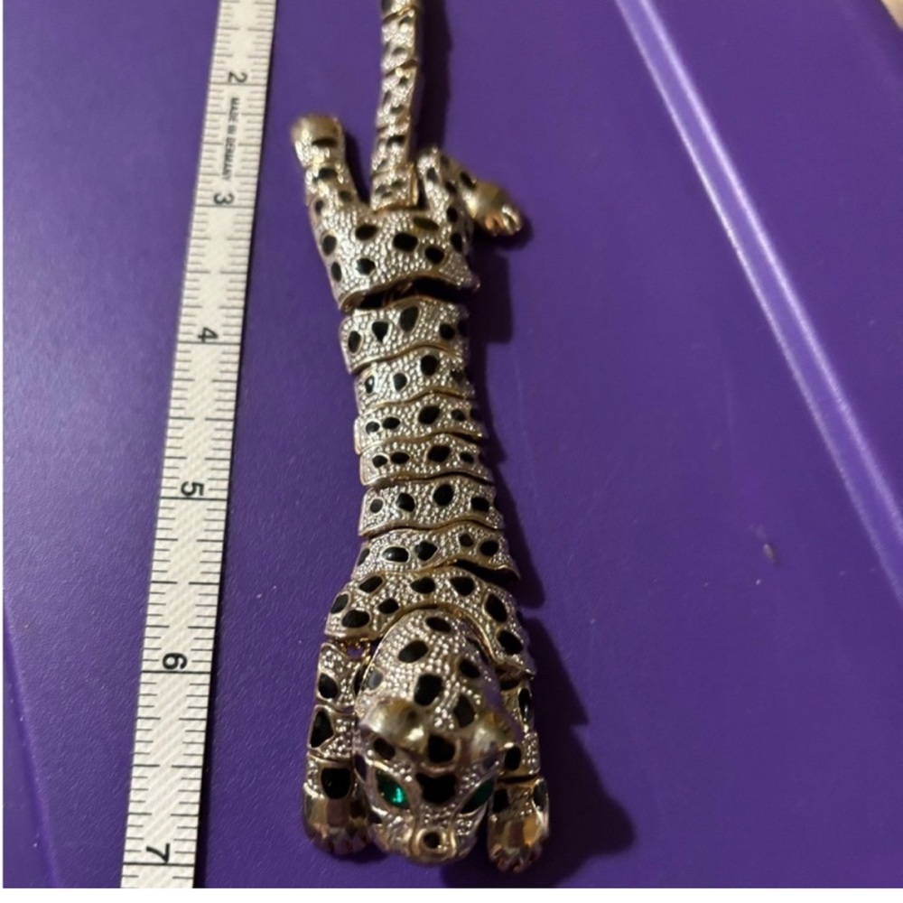 Panther Jeweled Eye Pin Gorgeous statement Brooch Long Jointed Movable Brooch